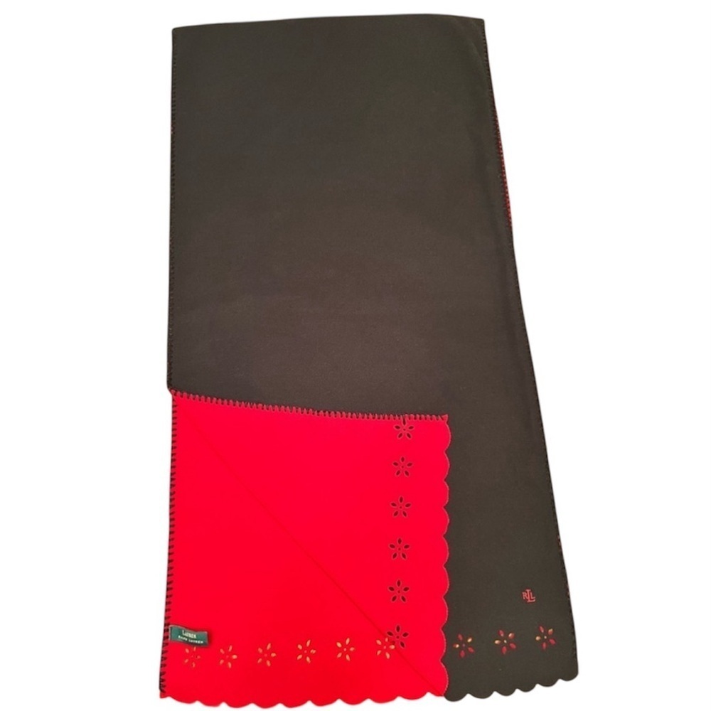 Lauren Ralph Lauren Black/Red Reversible Fleece Scarf